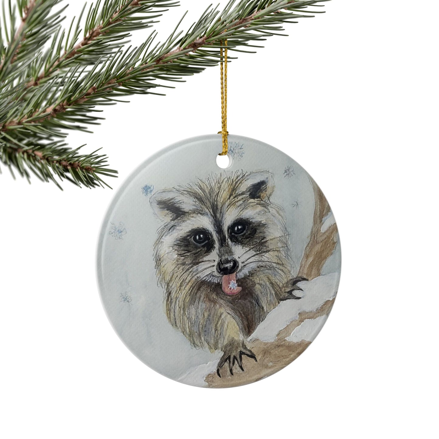 Snowflake trash panda Ceramic Ornaments, Custom Holiday Decor, 2-Sided Christmas Ornament, Unique Gift, Home Decoration, Keepsake