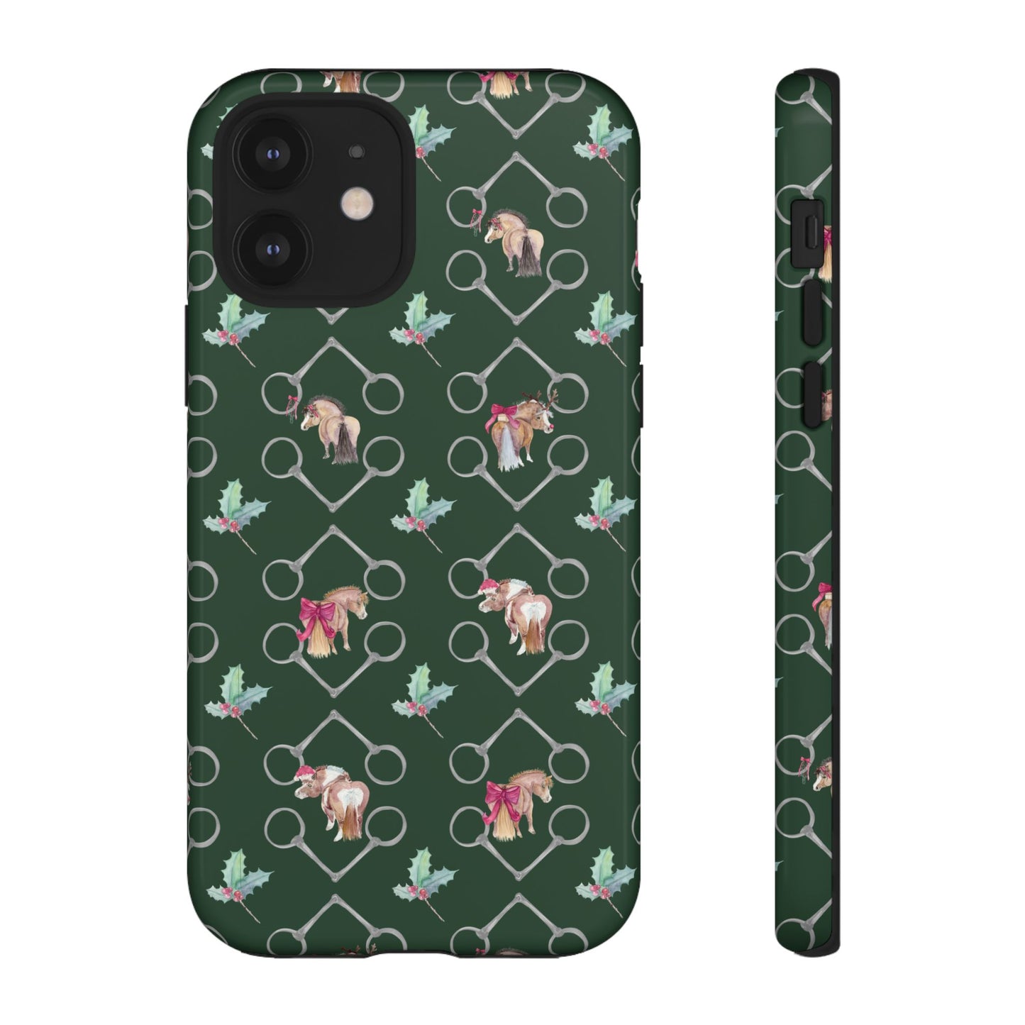 Adorable Little Ponies and Holly in Hunter Green Tough Phone Case