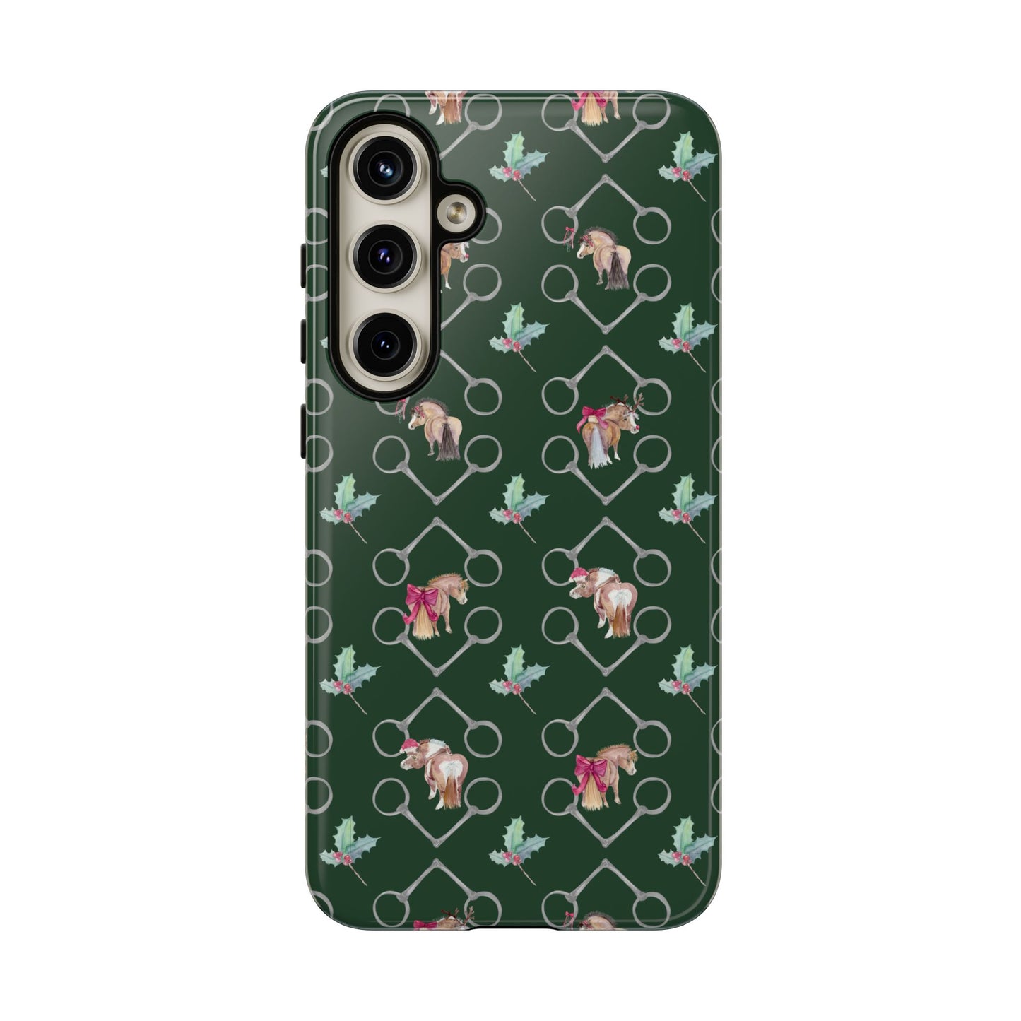 Adorable Little Ponies and Holly in Hunter Green Tough Phone Case