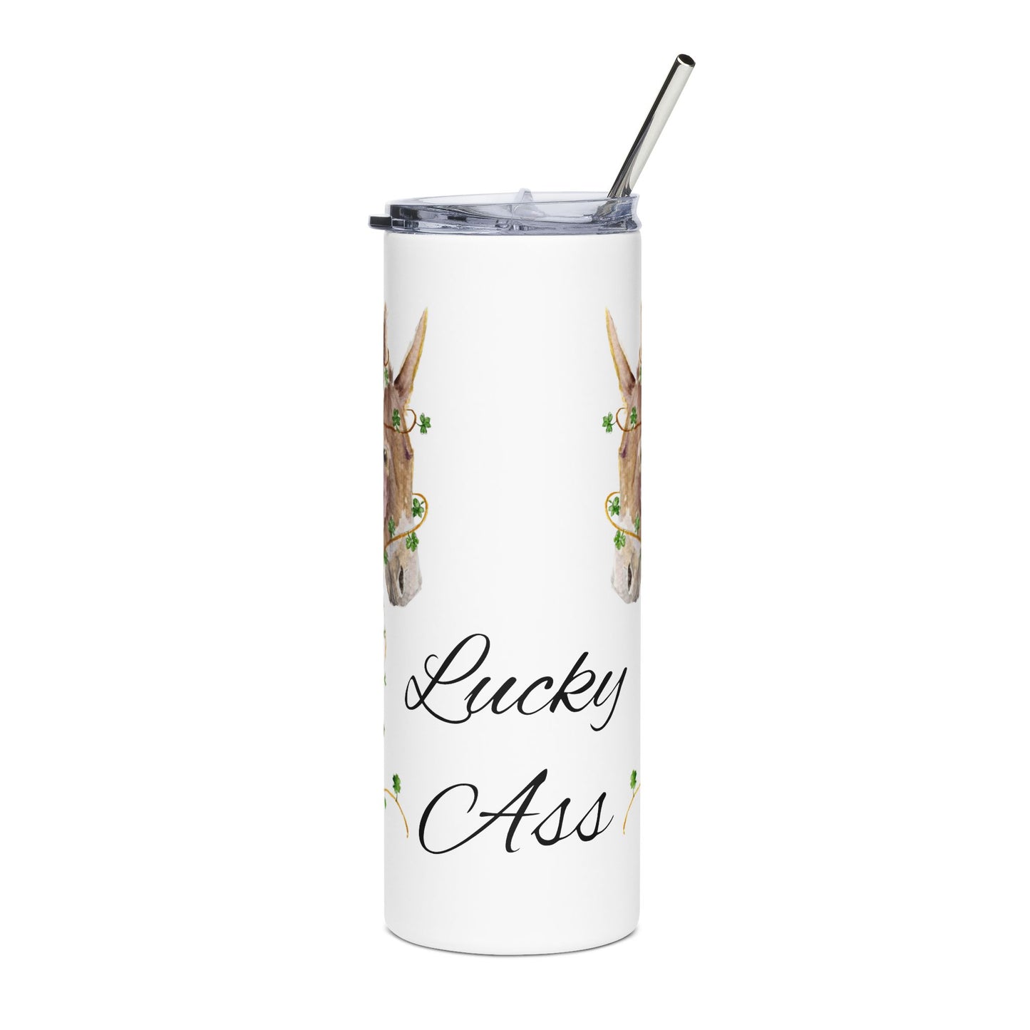 Lucky Ass - watercolor donkey - Tumbler