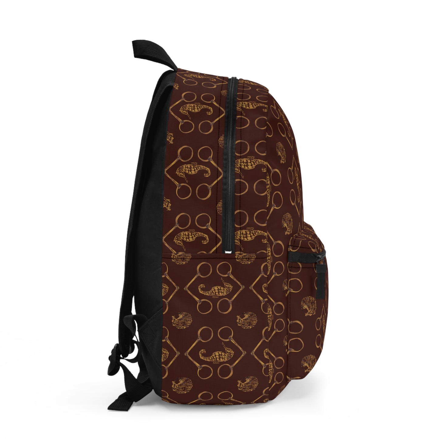 Seahorse and Bits in Burgundy and Gold Backpack