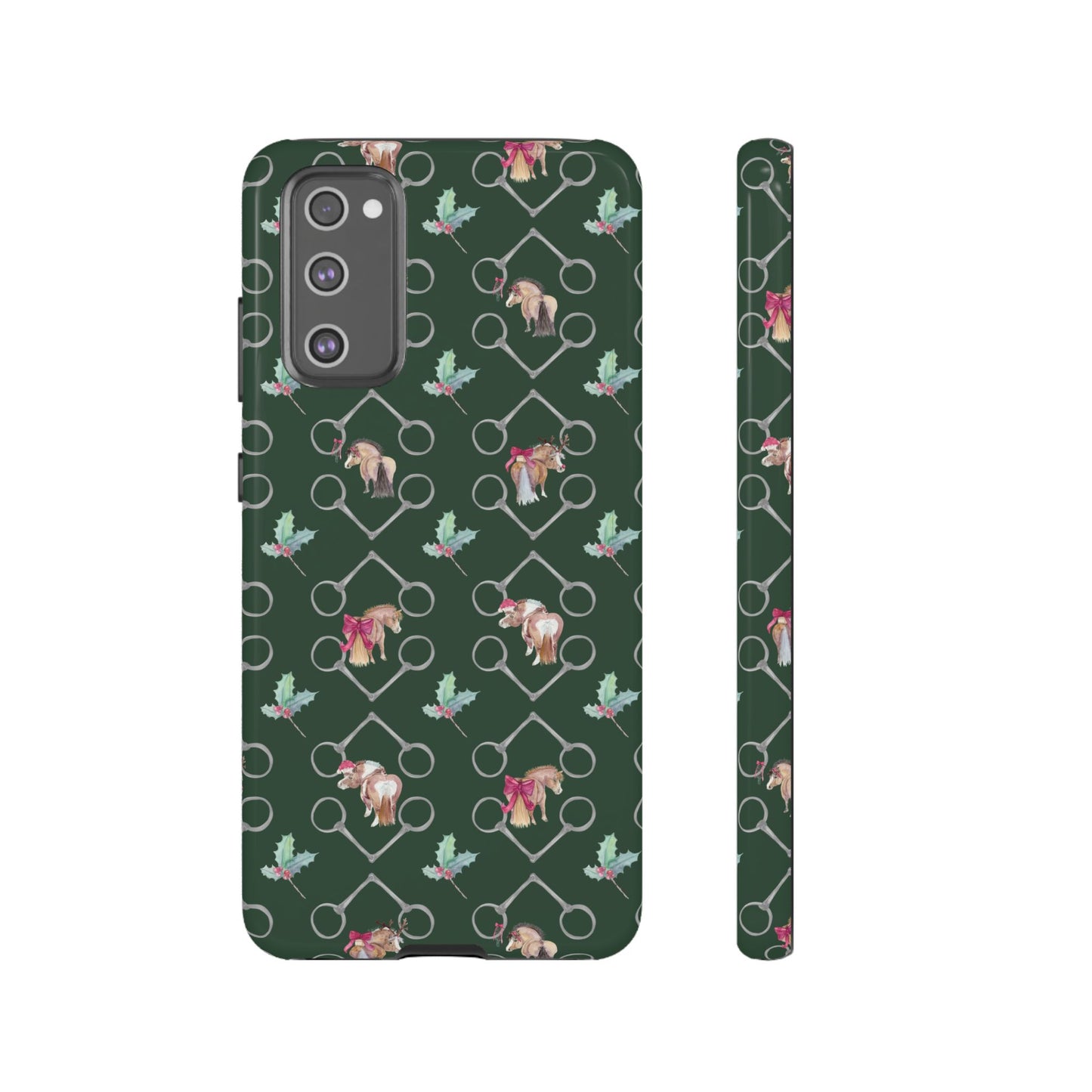 Adorable Little Ponies and Holly in Hunter Green Tough Phone Case