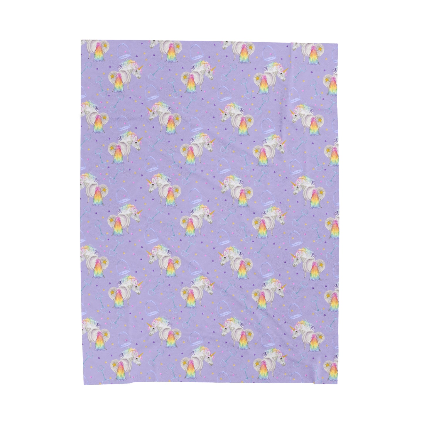 Adorable Little Unicorn Print Velveteen Plush Blanket - Lavender