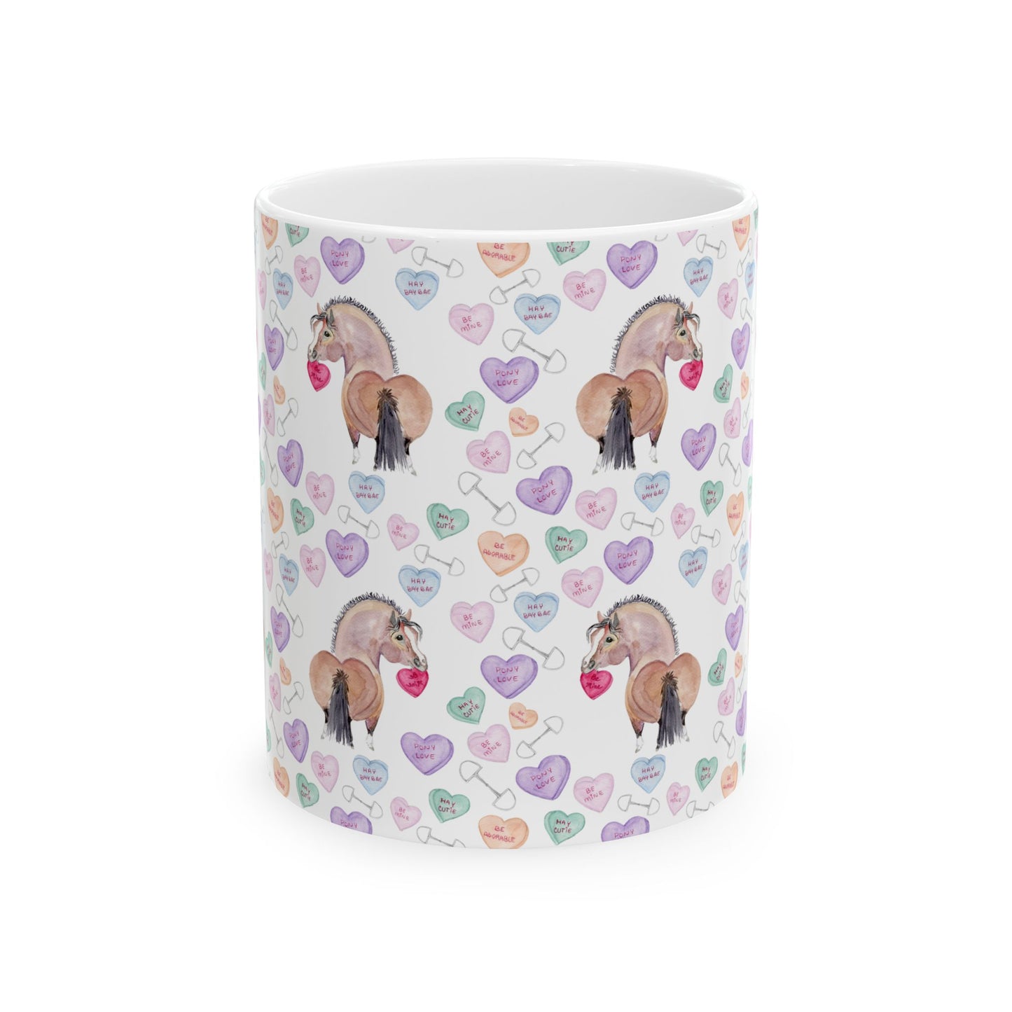 Mug - Adorable Be Mine Valentine Pony Ceramic Coffee Cup (11oz/15oz)