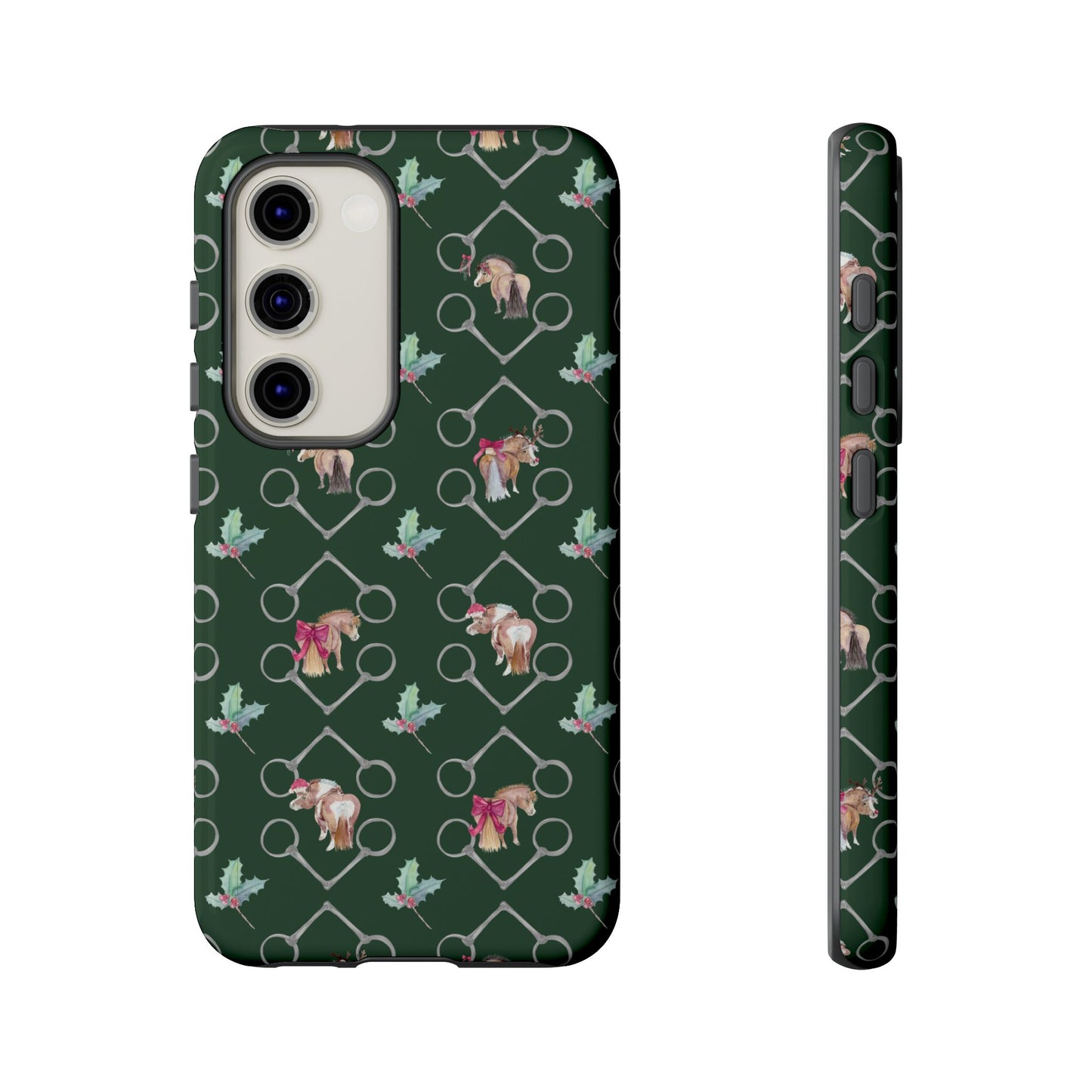 Adorable Little Ponies and Holly in Hunter Green Tough Phone Case