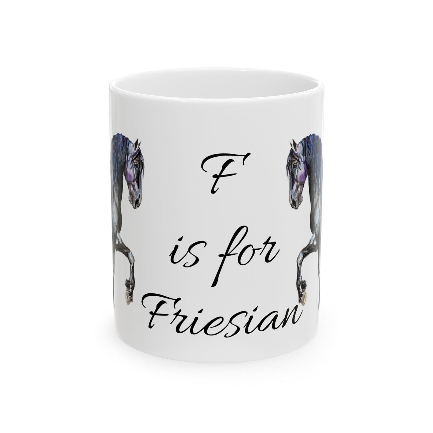 F is for Friesian Ceramic Mug, 11oz