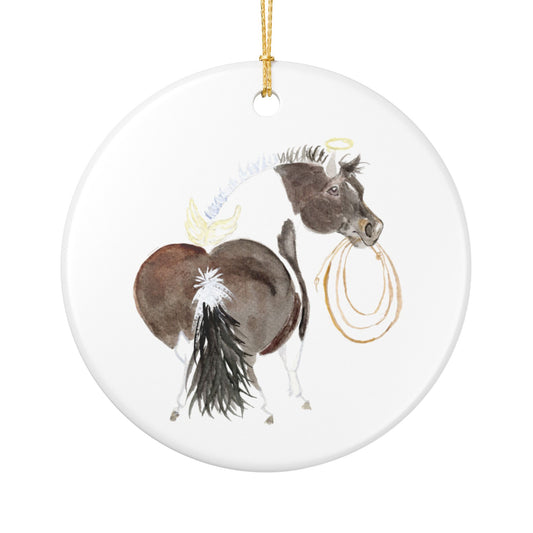 Old Paint Ceramic Ornament — Cute Black Pony Holiday Decoration