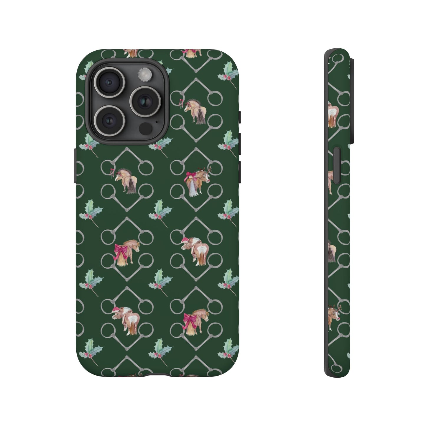 Adorable Little Ponies and Holly in Hunter Green Tough Phone Case