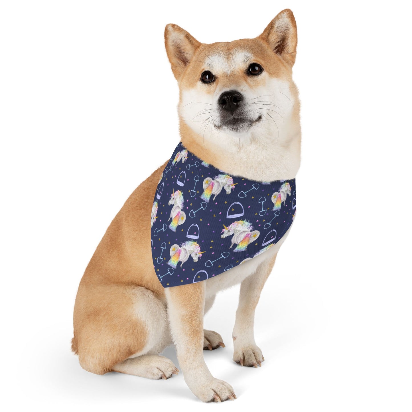 Adorable Pony Unicorn Print - navy Pet Bandana Collar