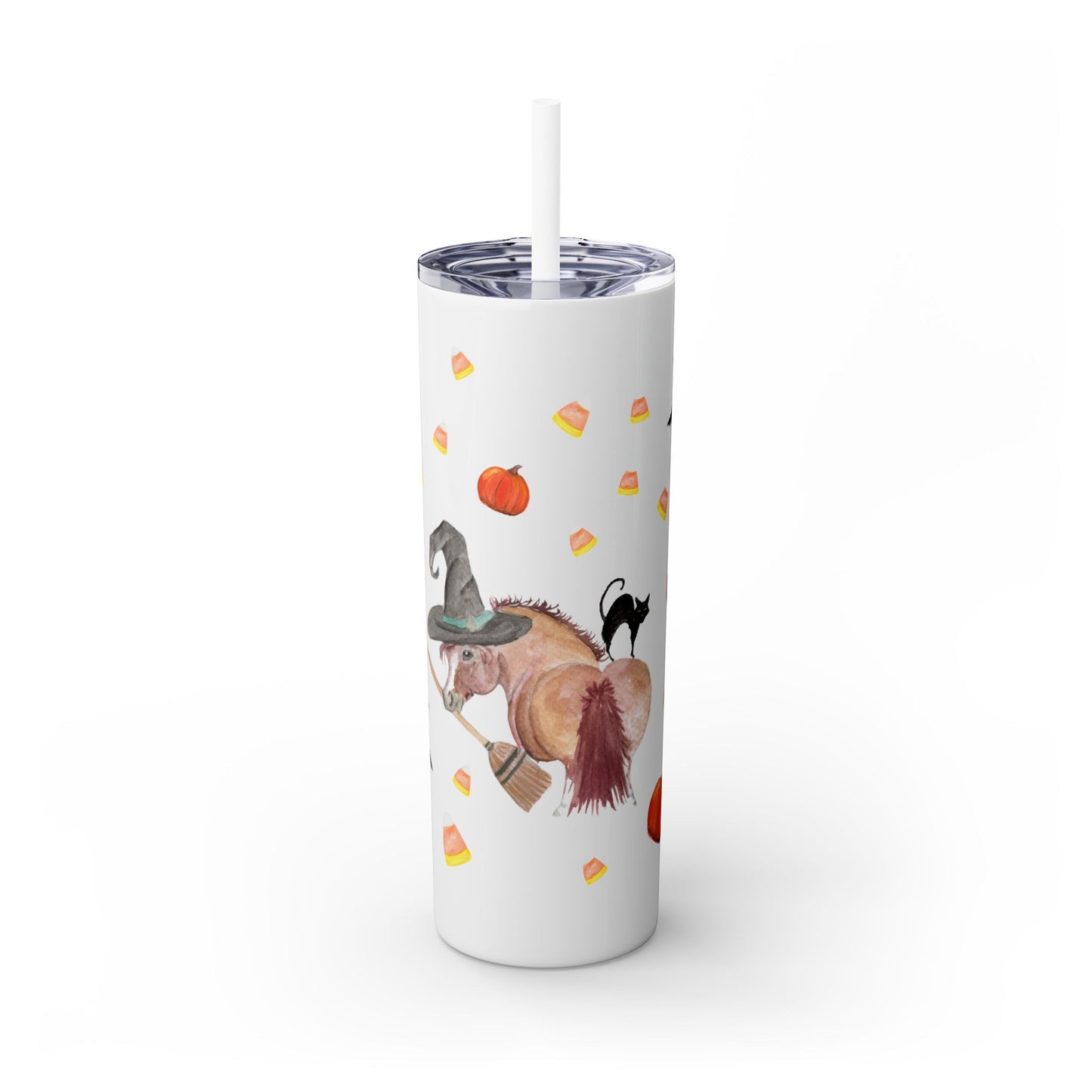 Adorable Little Witchy pony  Skinny Tumbler with Straw, 20oz