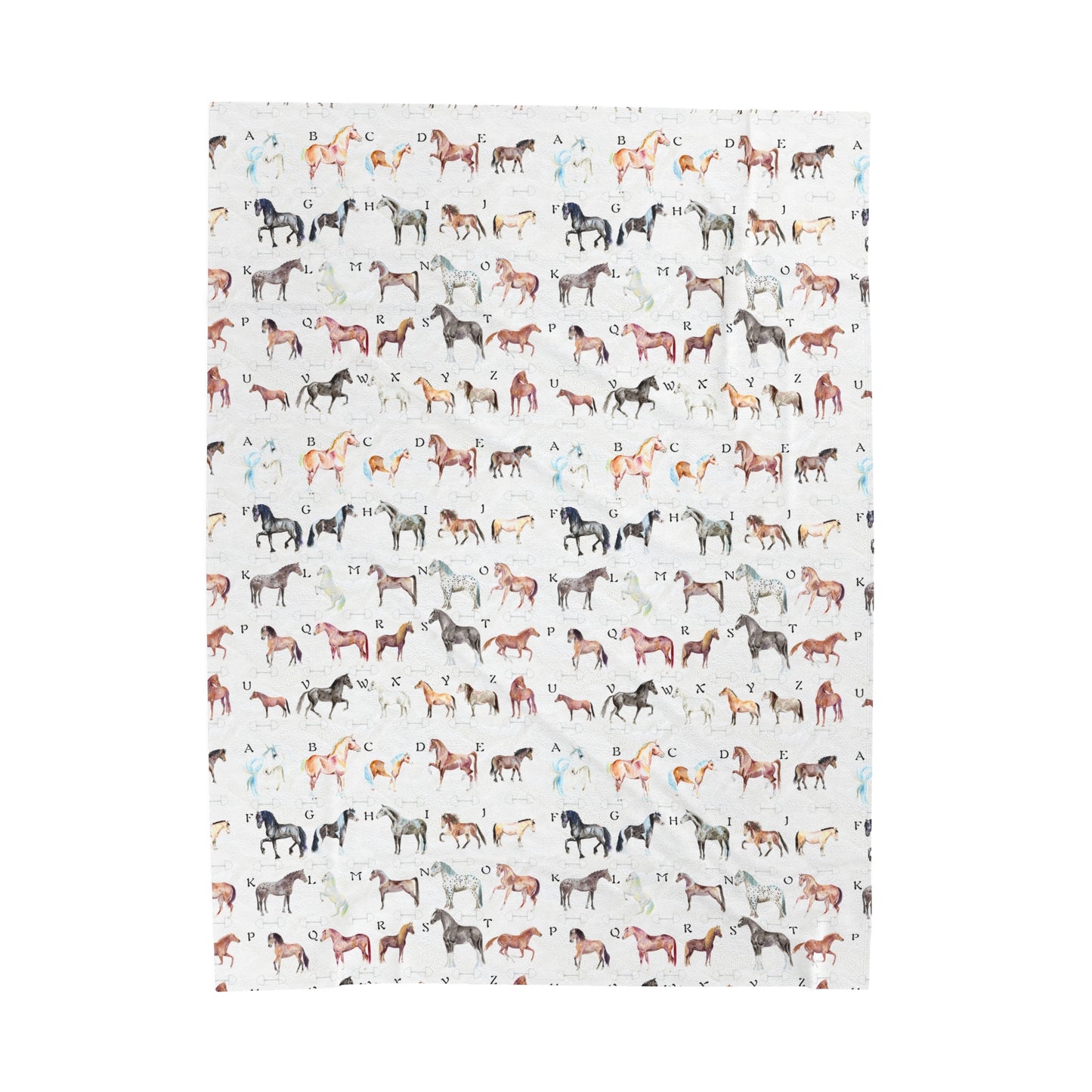 A B C Horse Breeds Velveteen Plush Blanket