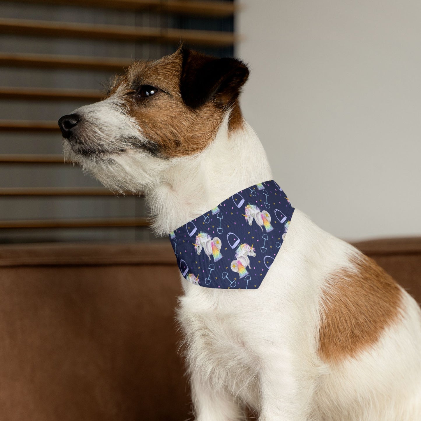 Adorable Pony Unicorn Print - navy Pet Bandana Collar