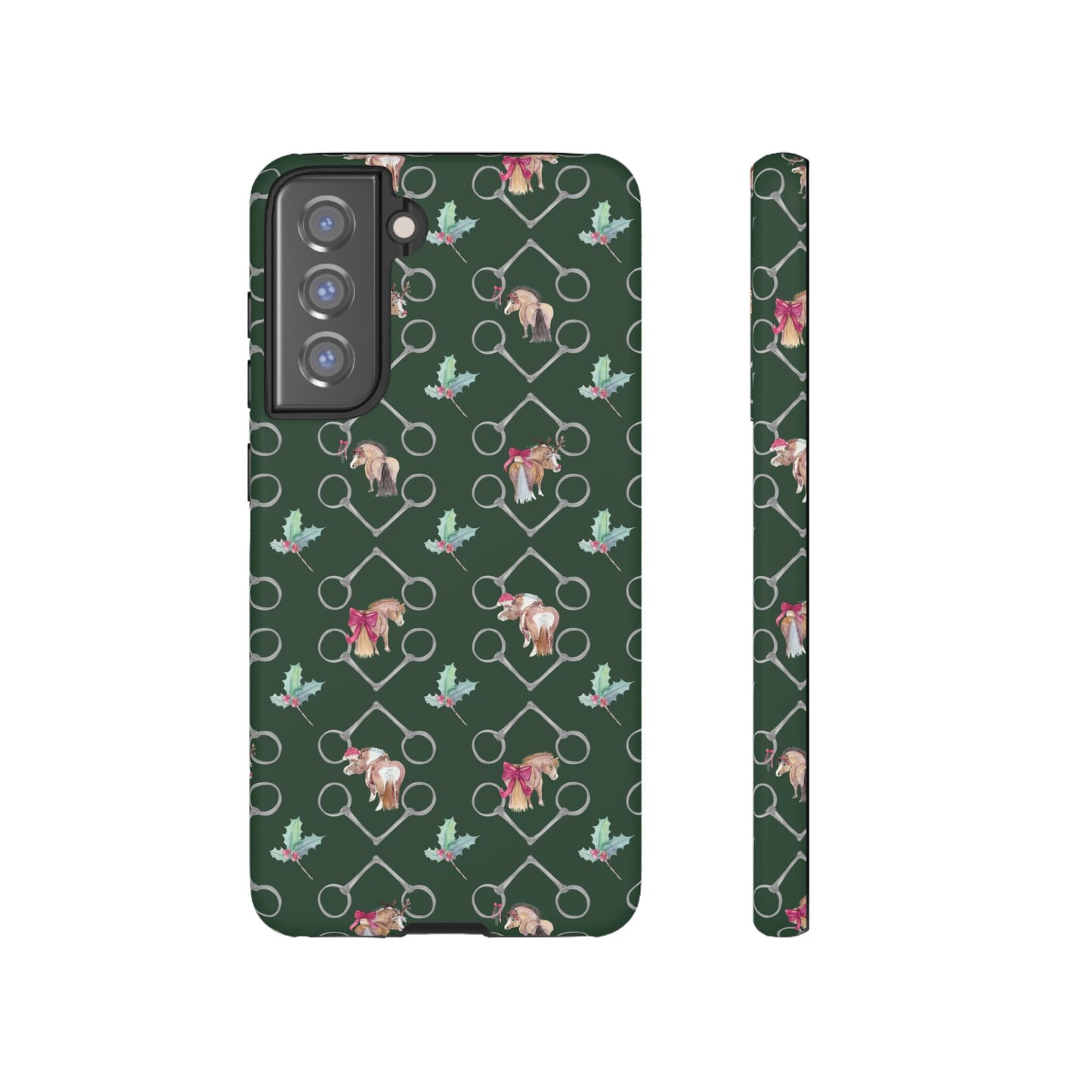 Adorable Little Ponies and Holly in Hunter Green Tough Phone Case