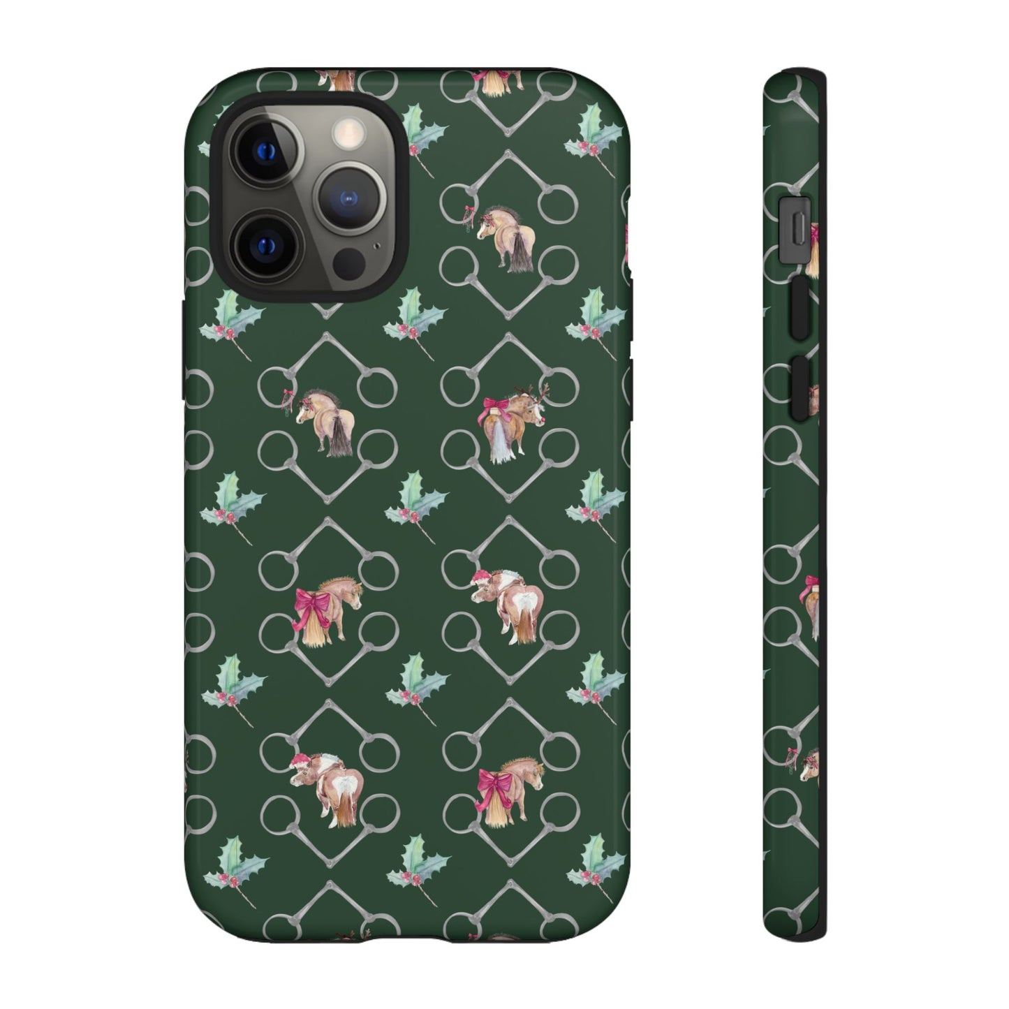 Adorable Little Ponies and Holly in Hunter Green Tough Phone Case