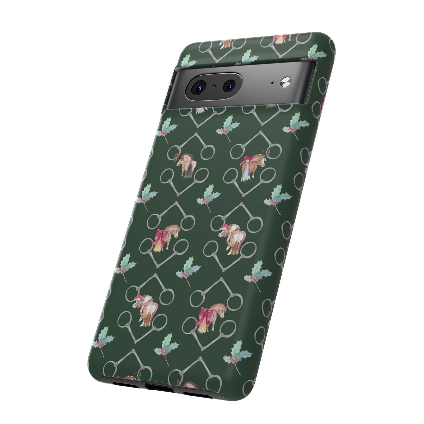 Adorable Little Ponies and Holly in Hunter Green Tough Phone Case