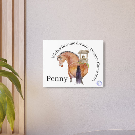Adorable Penny Horse Metal Art Sign – "Penny" Watercolor
