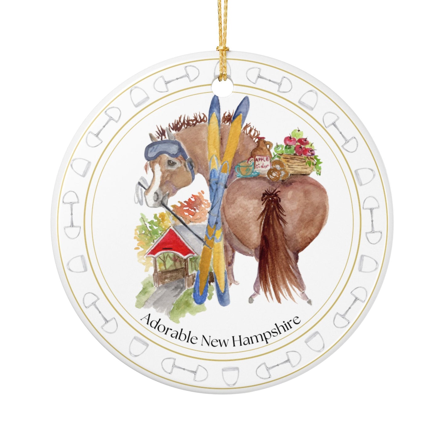 Adorable New Hampshire Ceramic Ornaments, Custom Holiday Decor, 2-Sided Christmas Ornament, Unique Gift, Home Decoration, Keepsake