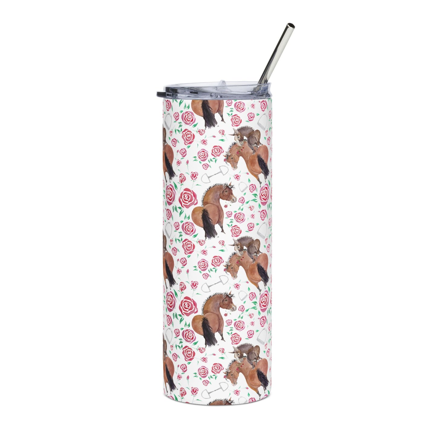 20oz Stainless Tumbler — Adorable Rose and Rico - white