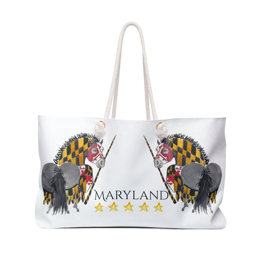 Equestrian Weekender Bag -Adorable little Maryland 5 star" - Stylish Travel Tote for Horse Lovers