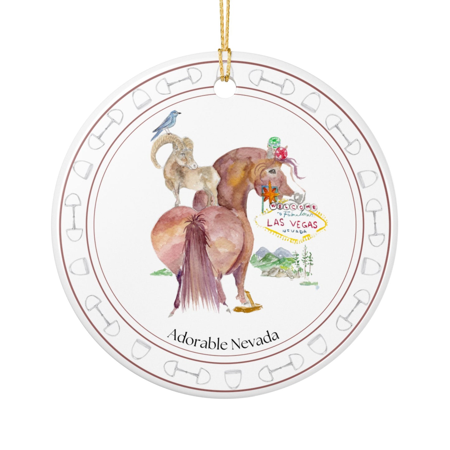 Adorable Nevada Ceramic Ornaments, Custom Holiday Decor, 2-Sided Christmas Ornament, Unique Gift, Home Decoration, Keepsake