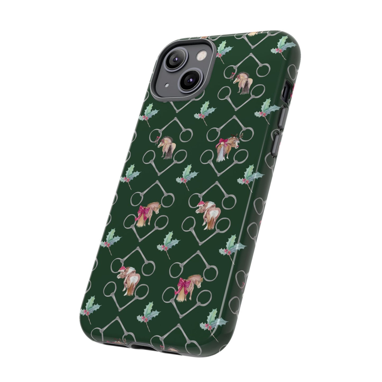 Adorable Little Ponies and Holly in Hunter Green Tough Phone Case