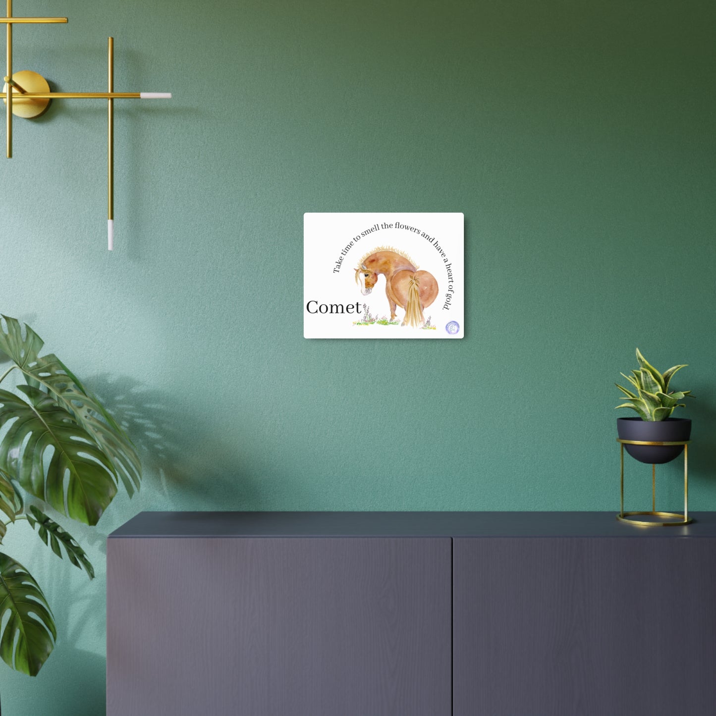 Adorable Comet Horse Metal Art Sign –
