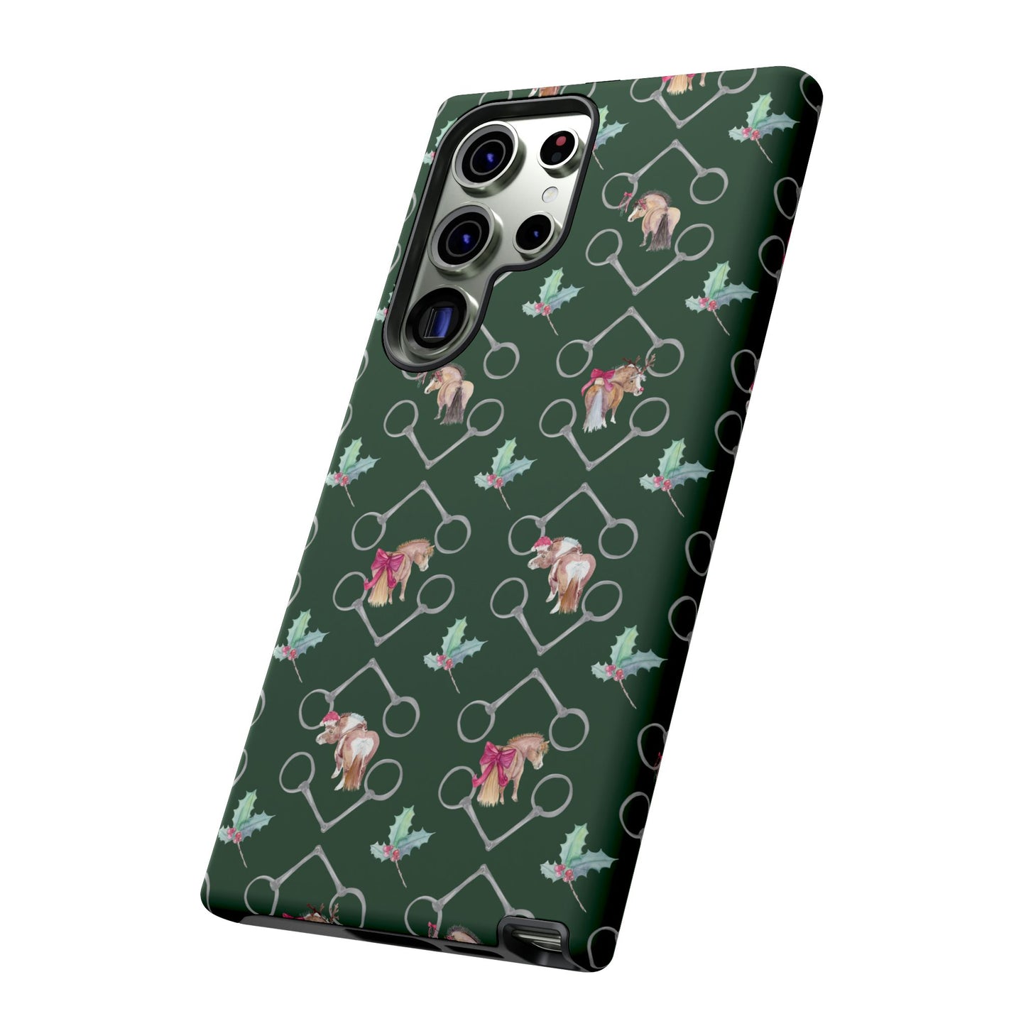 Adorable Little Ponies and Holly in Hunter Green Tough Phone Case