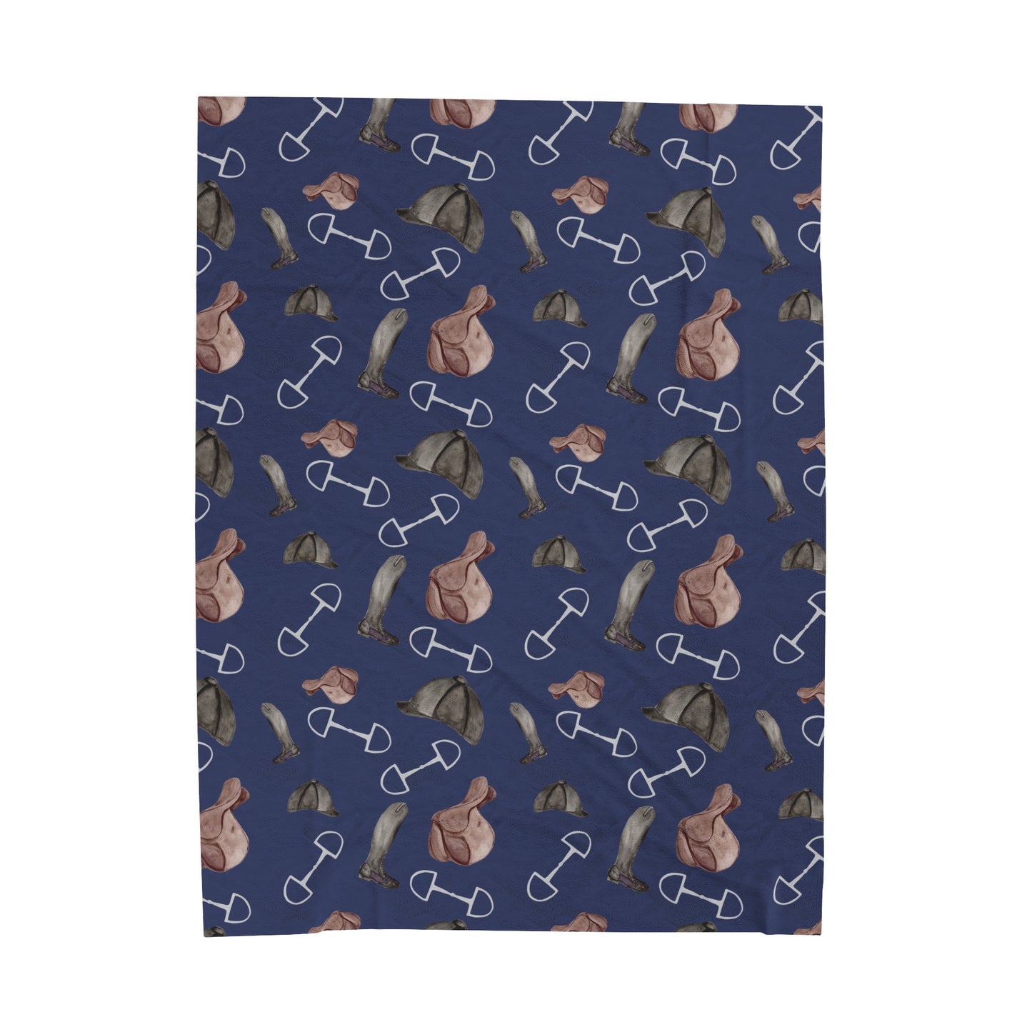 Saddle Up in Navy Velveteen Plush Blanket