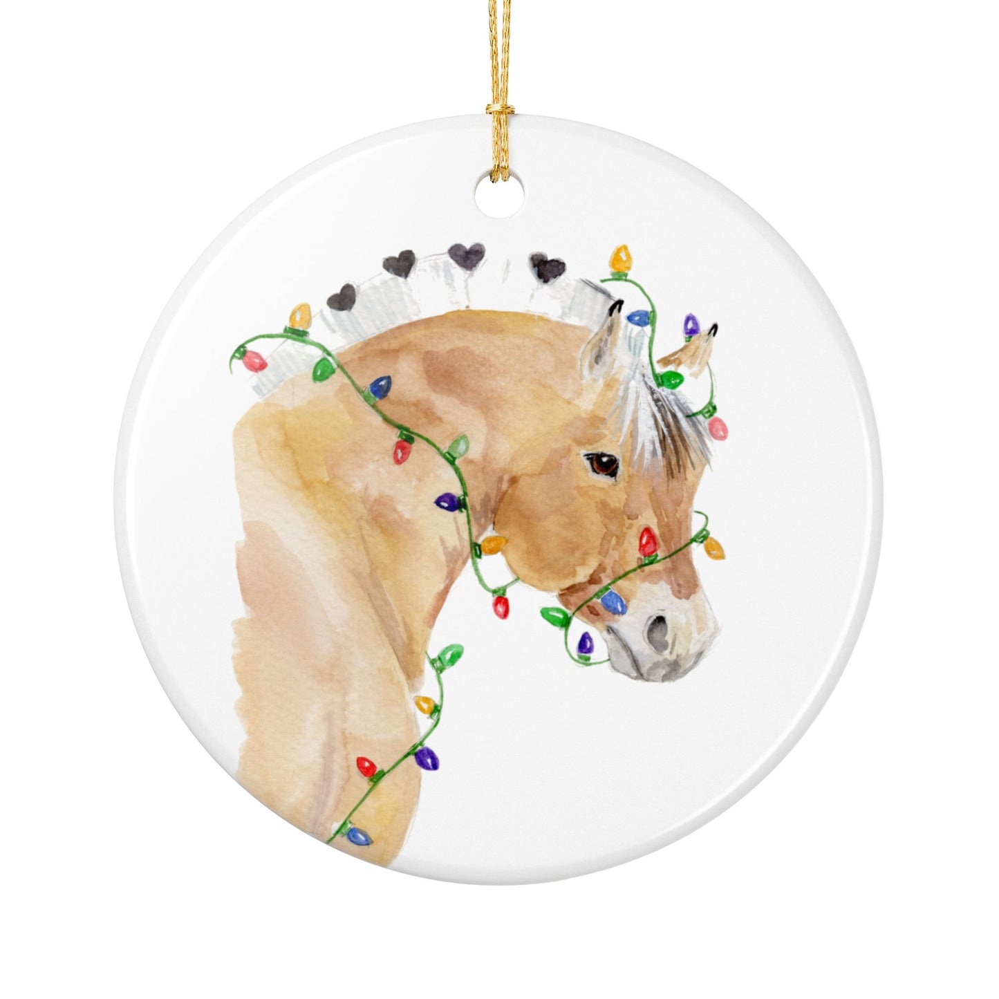 Lights and Love — Fjord Horse Christmas Ornament , 2-Sided Christmas Ornament, Unique Gift, Home Decoration, Keepsake