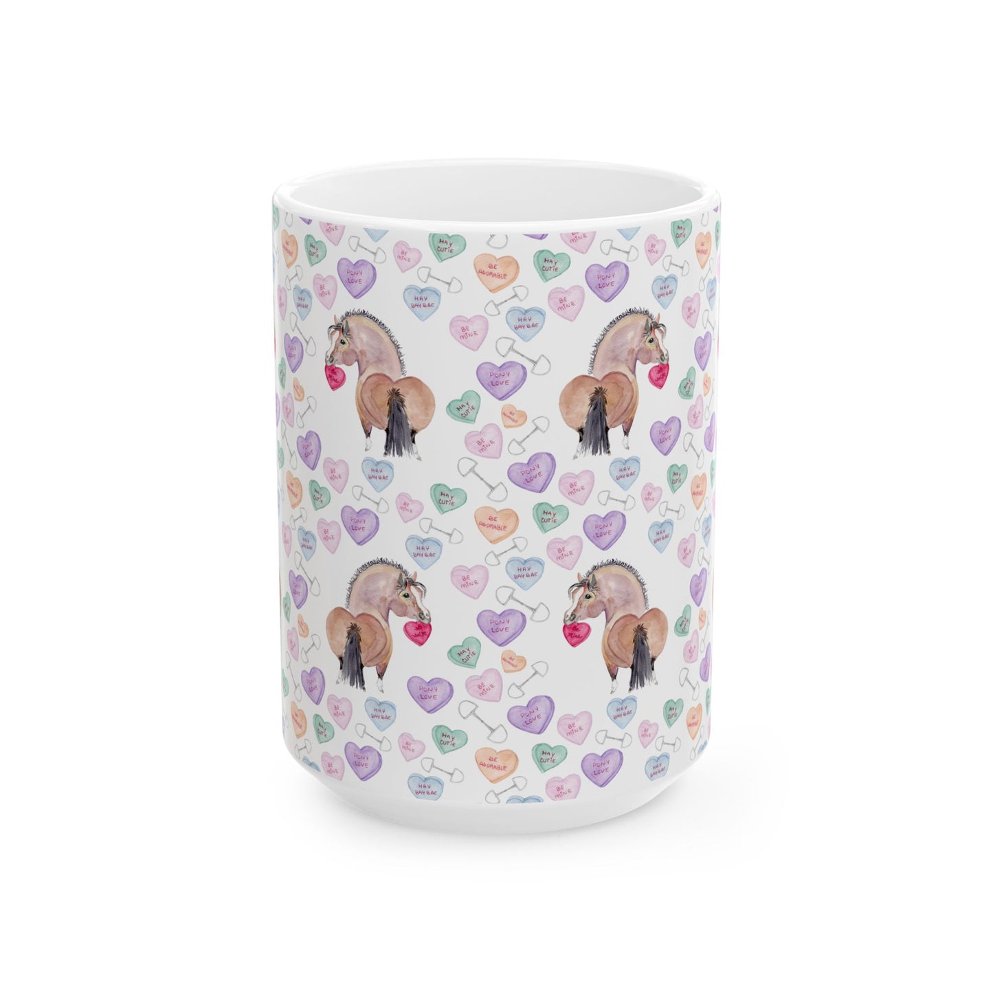 Mug - Adorable Be Mine Valentine Pony Ceramic Coffee Cup (11oz/15oz)