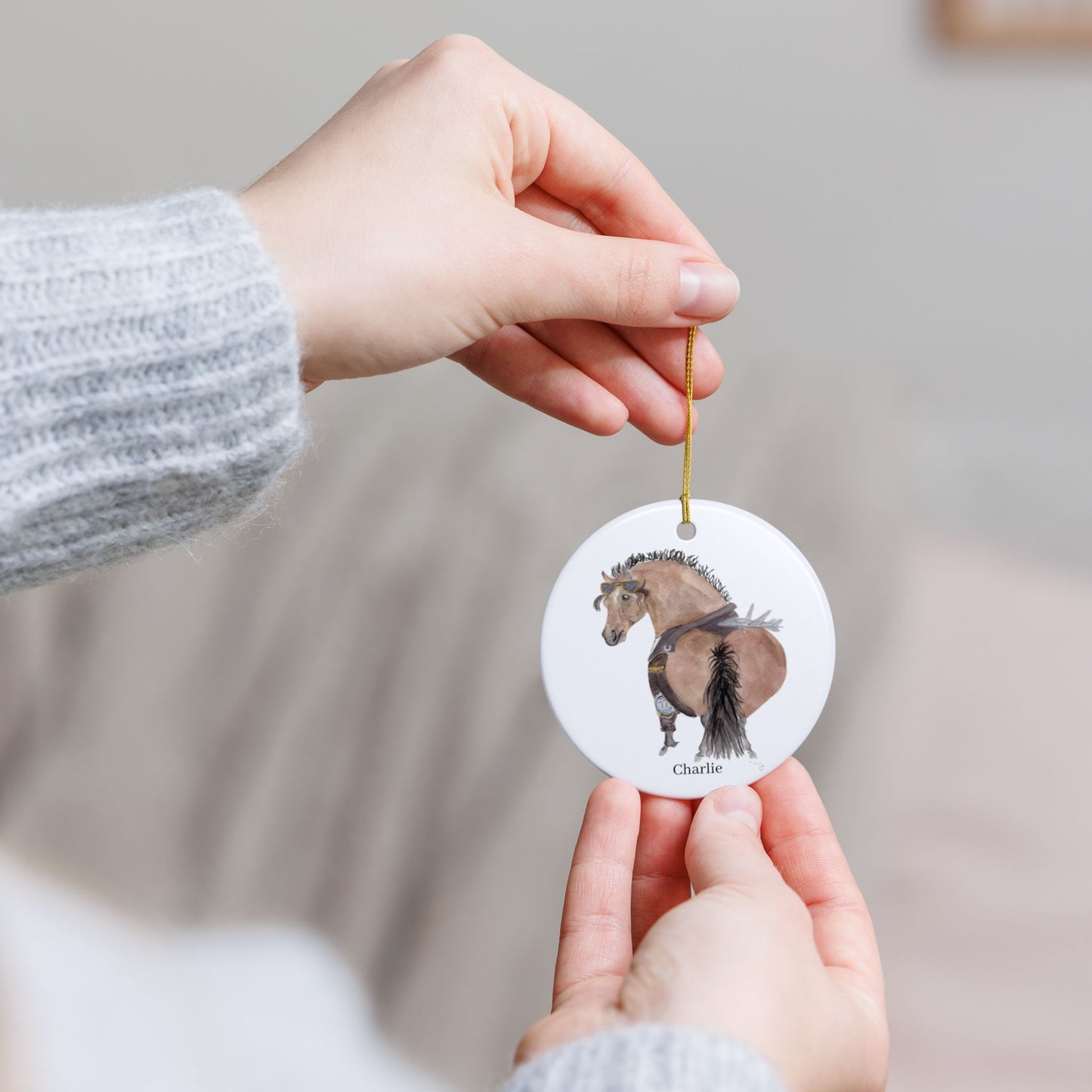 Adorable Charlie Ceramic Ornaments, Custom Holiday Decor, 2-Sided Christmas Ornament, Unique Gift, Home Decoration, Keepsake