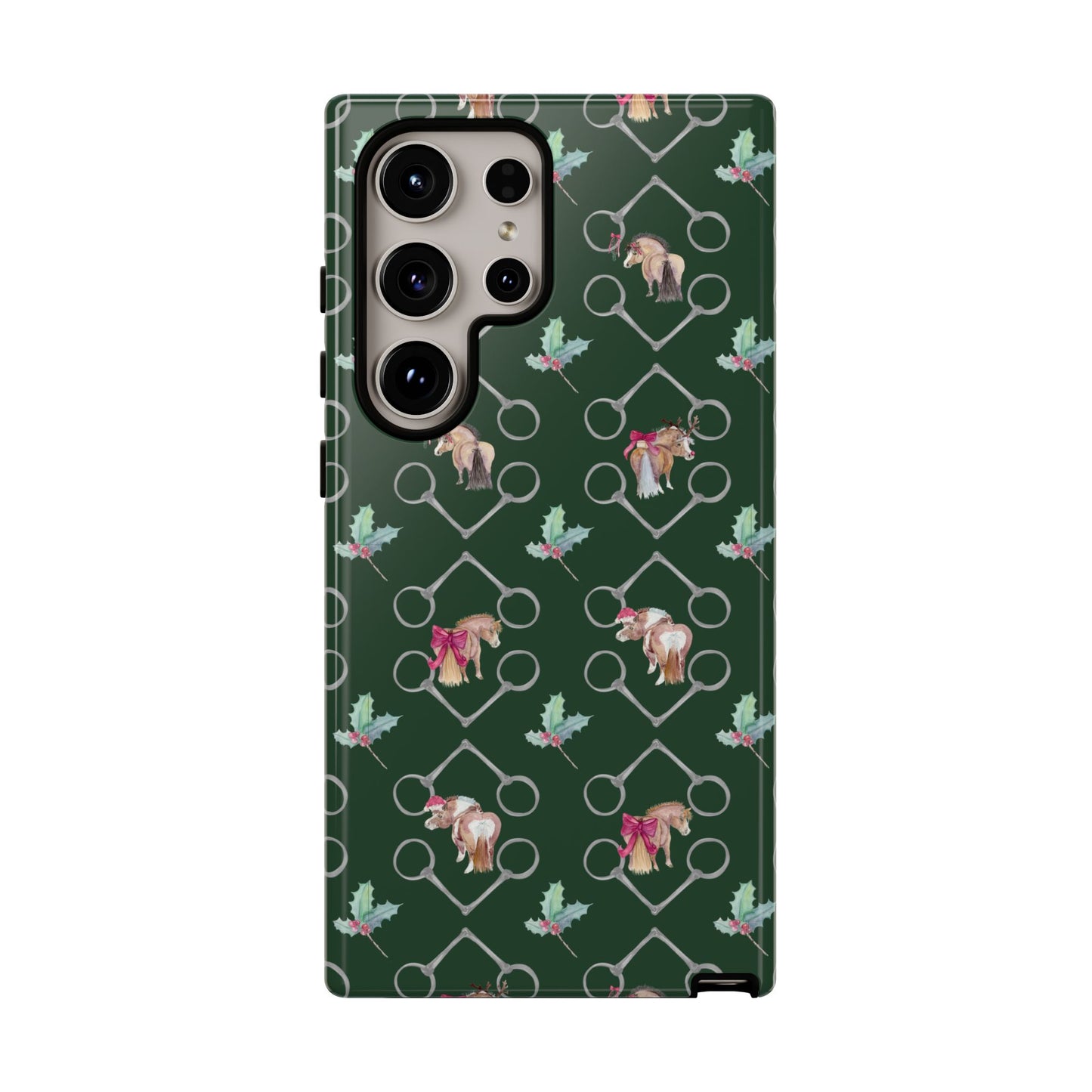 Adorable Little Ponies and Holly in Hunter Green Tough Phone Case