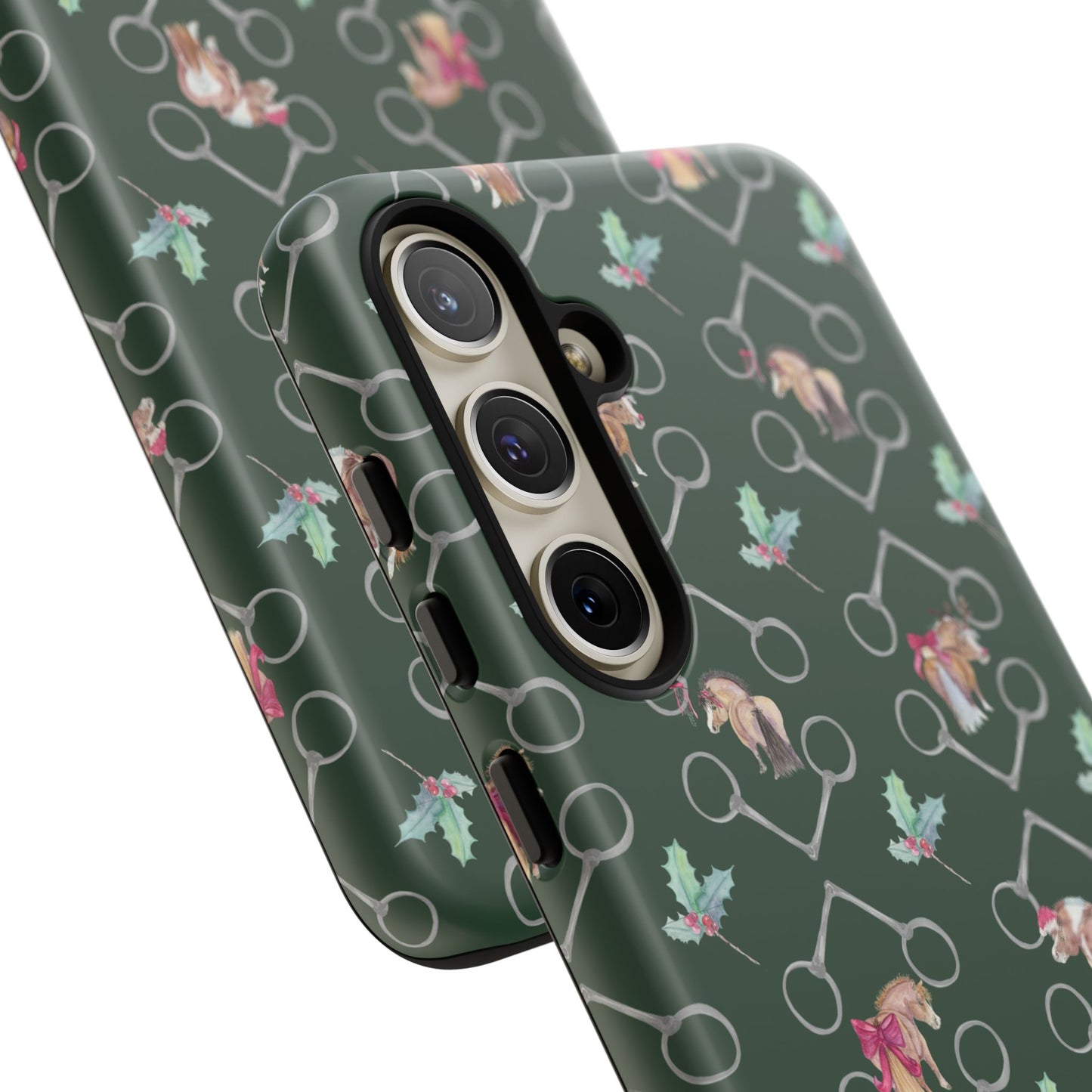 Adorable Little Ponies and Holly in Hunter Green Tough Phone Case