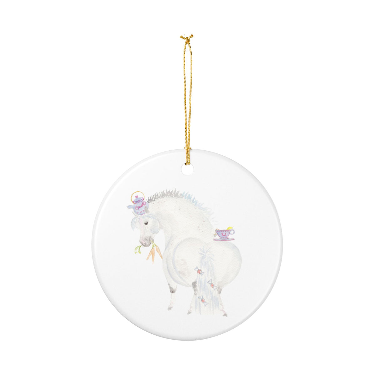 Finn Tea Party Ceramic Ornament — Cute Black Pony Holiday Decoration