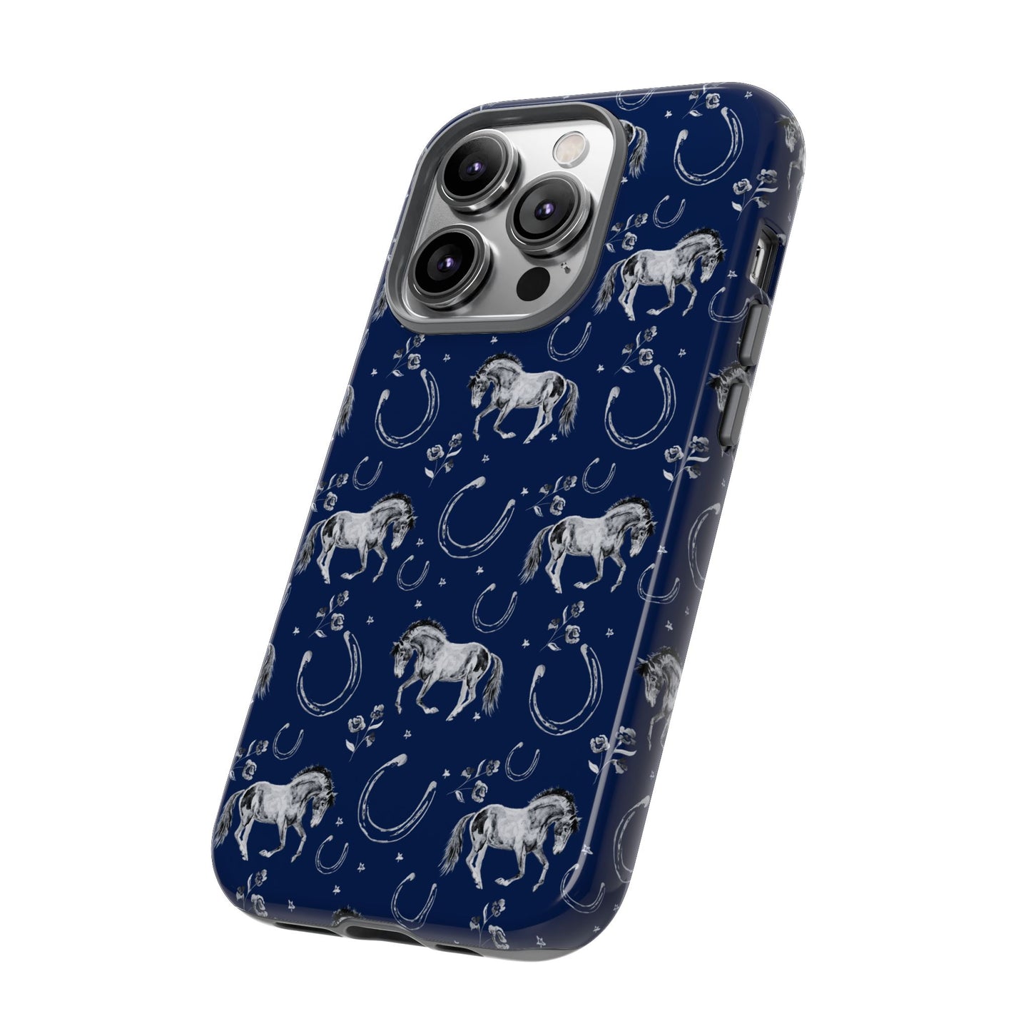 Lucky Mustang Tough Phone Case in Navy