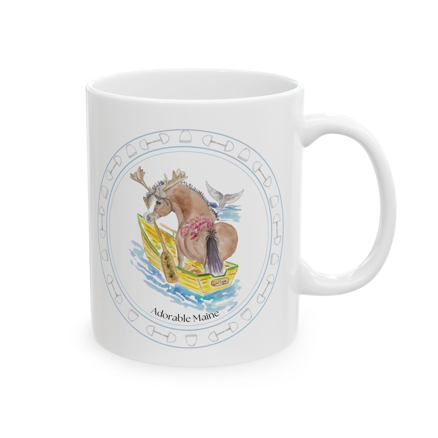 Adorable Maine Ceramic Mug — Whimsical Watercolor