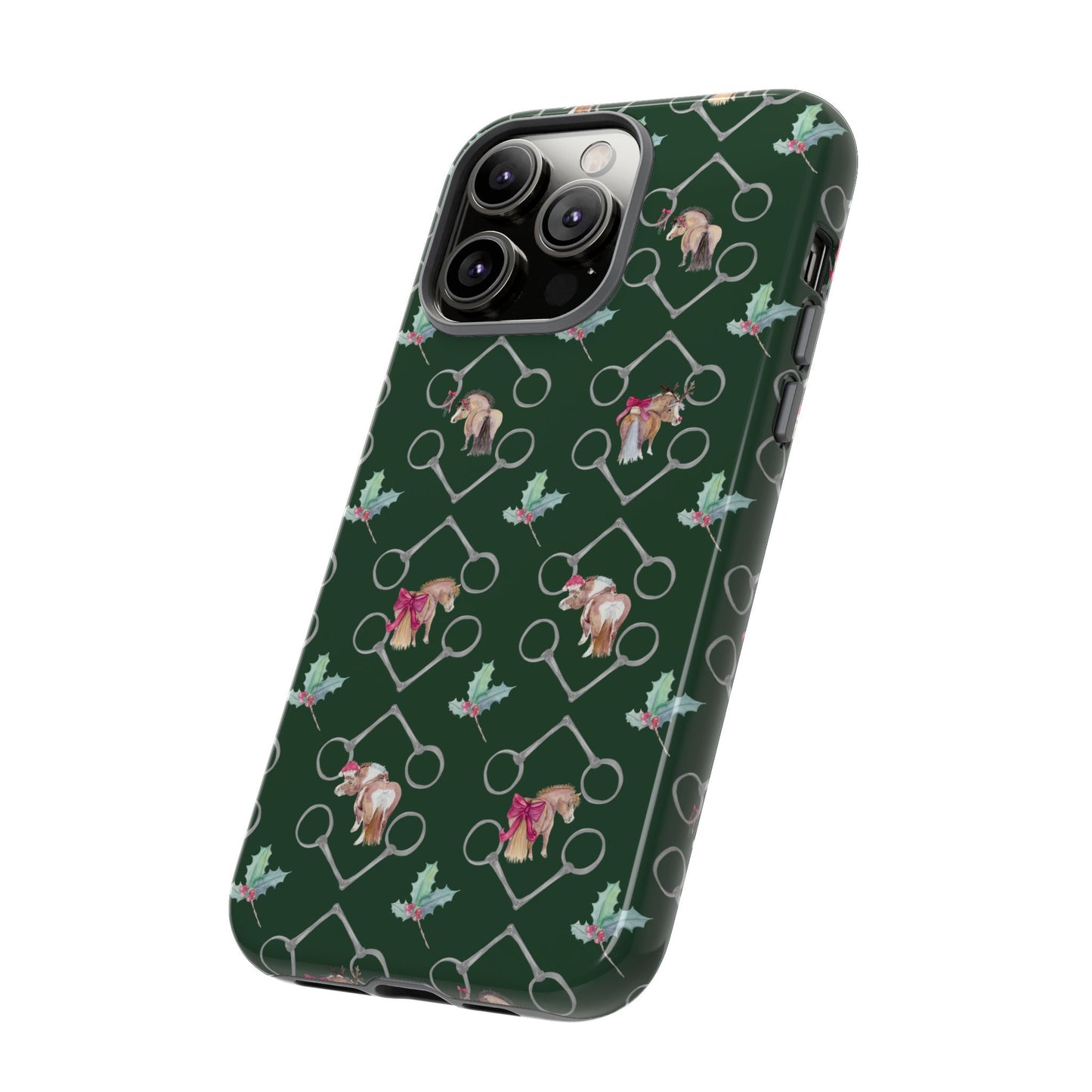 Adorable Little Ponies and Holly in Hunter Green Tough Phone Case