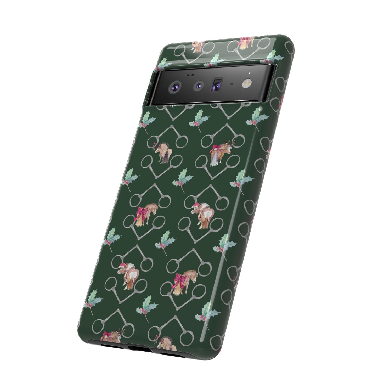 Adorable Little Ponies and Holly in Hunter Green Tough Phone Case