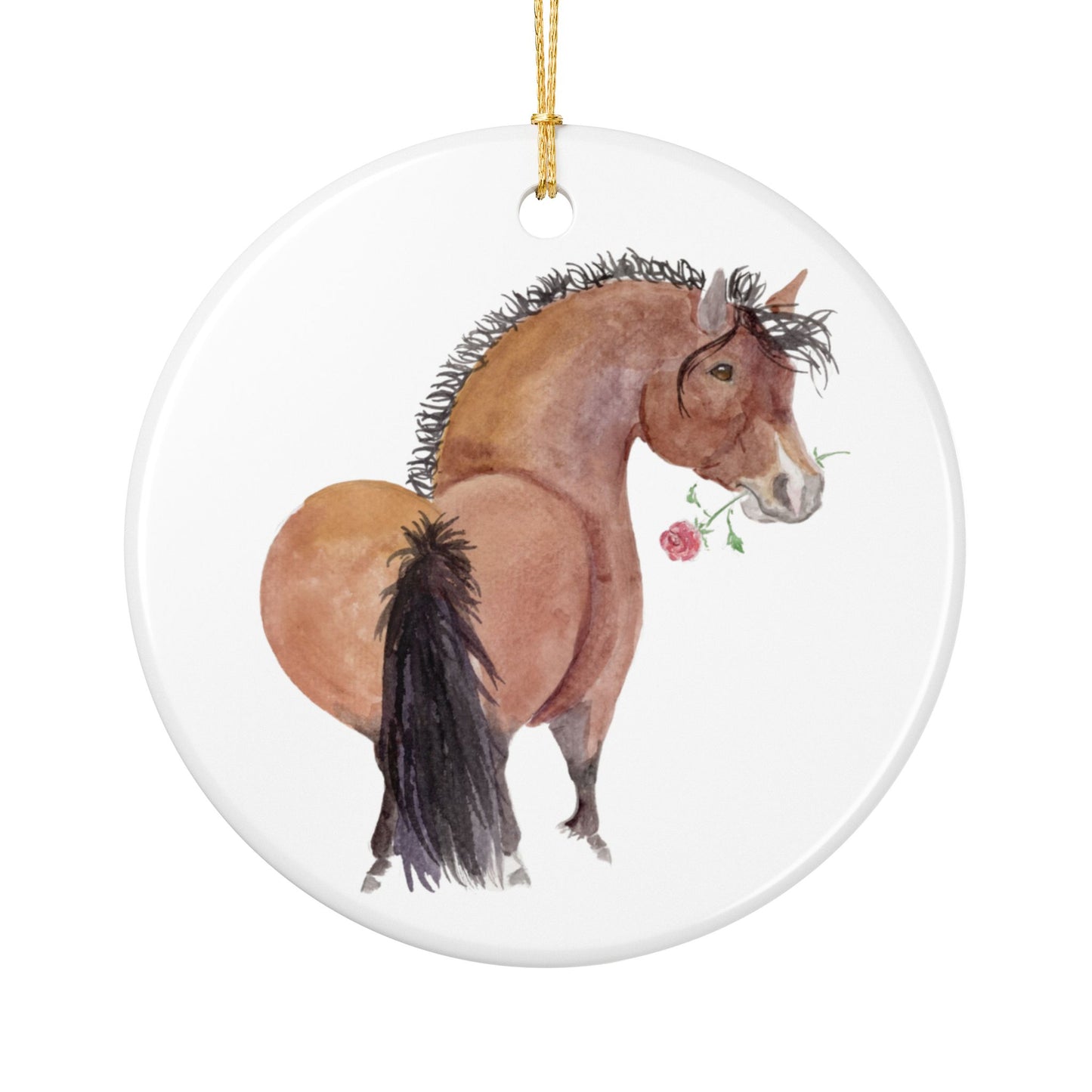 Adorable Rose Ceramic Ornaments, Custom Holiday Decor, 2-Sided Christmas Ornament, Unique Gift, Home Decoration, Keepsake