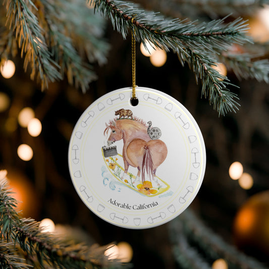 Adorable California Ceramic Ornaments, Custom Holiday Decor, 2-Sided Christmas Ornament, Unique Gift, Home Decoration, Keepsake