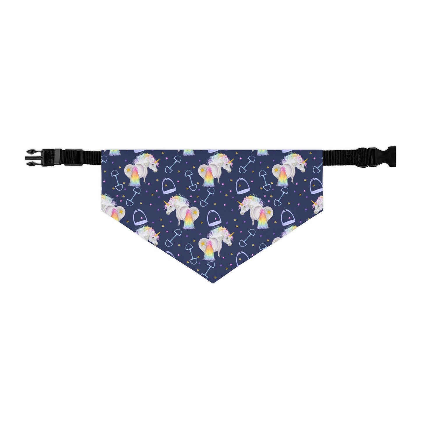 Adorable Pony Unicorn Print - navy Pet Bandana Collar