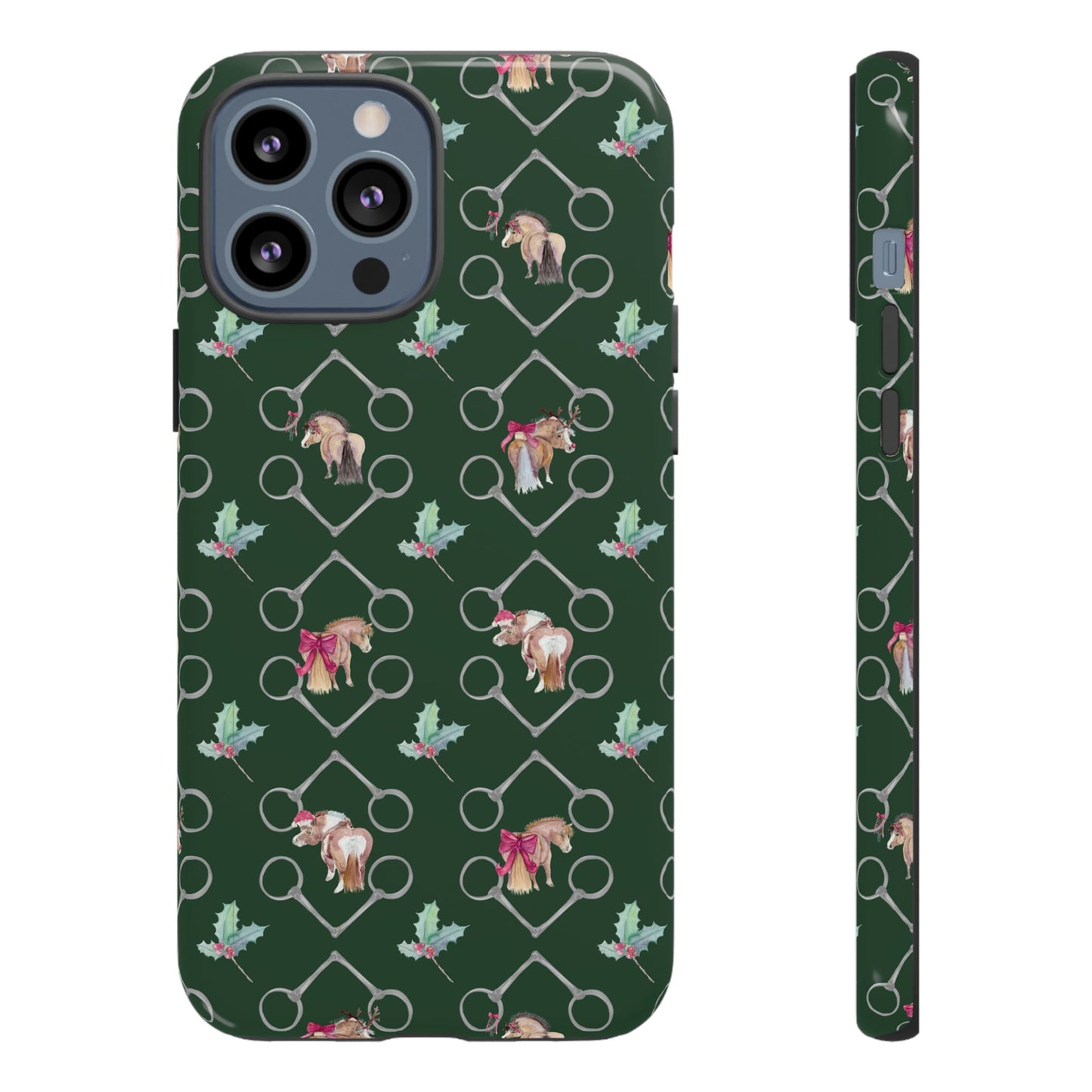 Adorable Little Ponies and Holly in Hunter Green Tough Phone Case