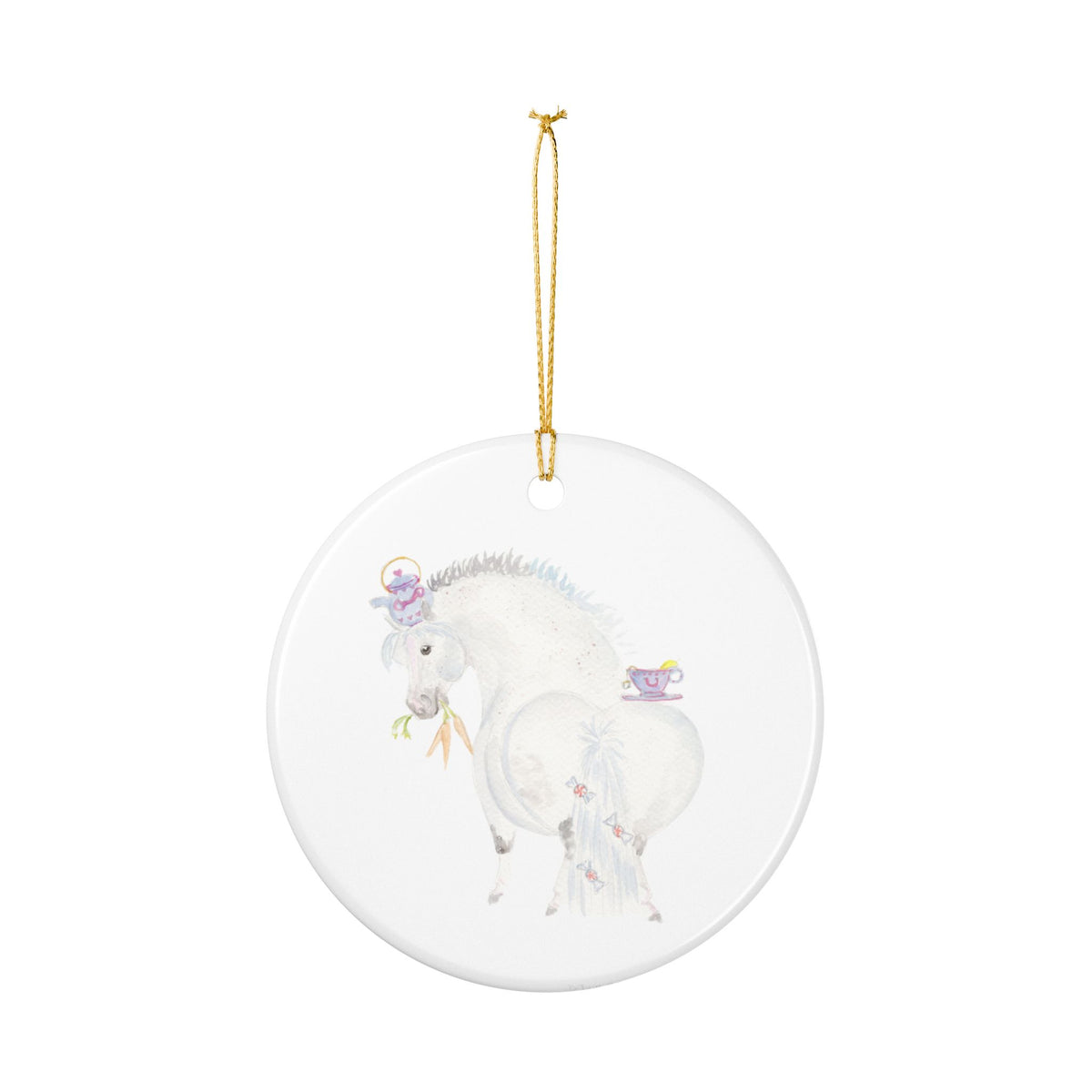 Finn Tea Party Ceramic Ornament — Cute Black Pony Holiday Decoration