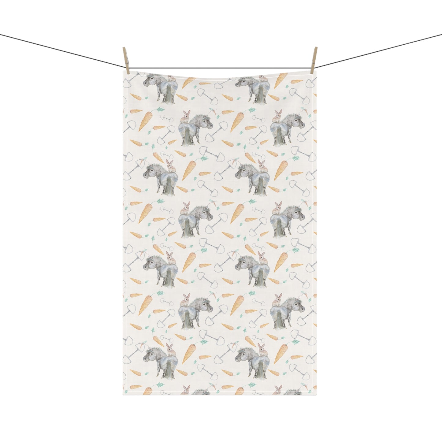 Adorable Bunny and Carrots Print Cotton Tea Towels