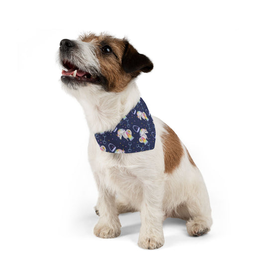 Adorable Pony Unicorn Print - navy Pet Bandana Collar