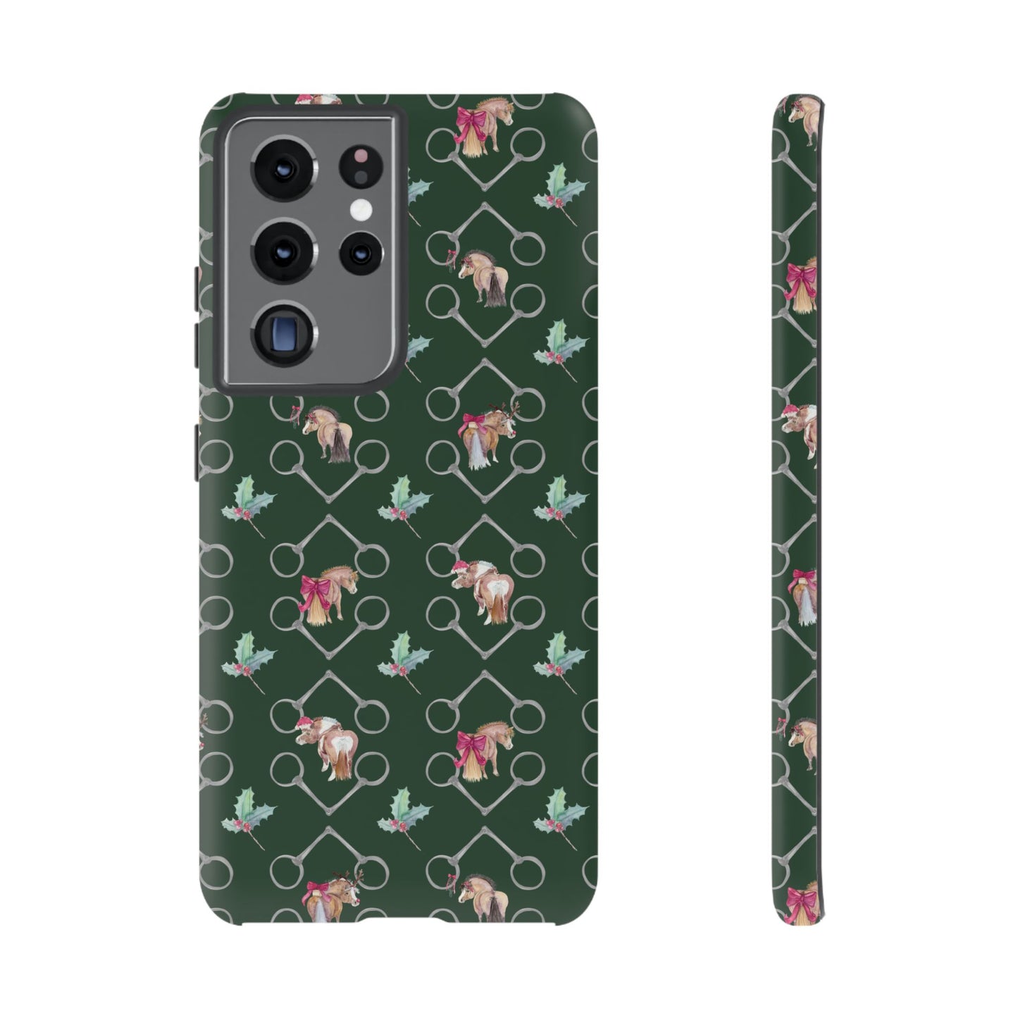 Adorable Little Ponies and Holly in Hunter Green Tough Phone Case