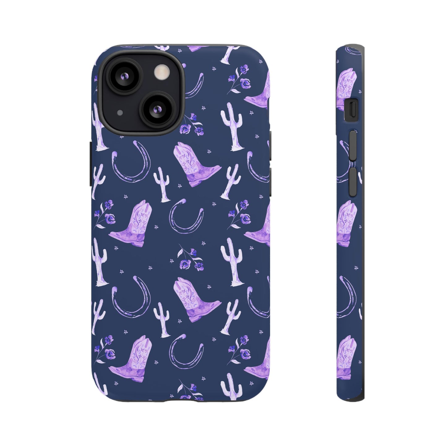 Lucky Boots in Navy and Lavender Tough Phone Case