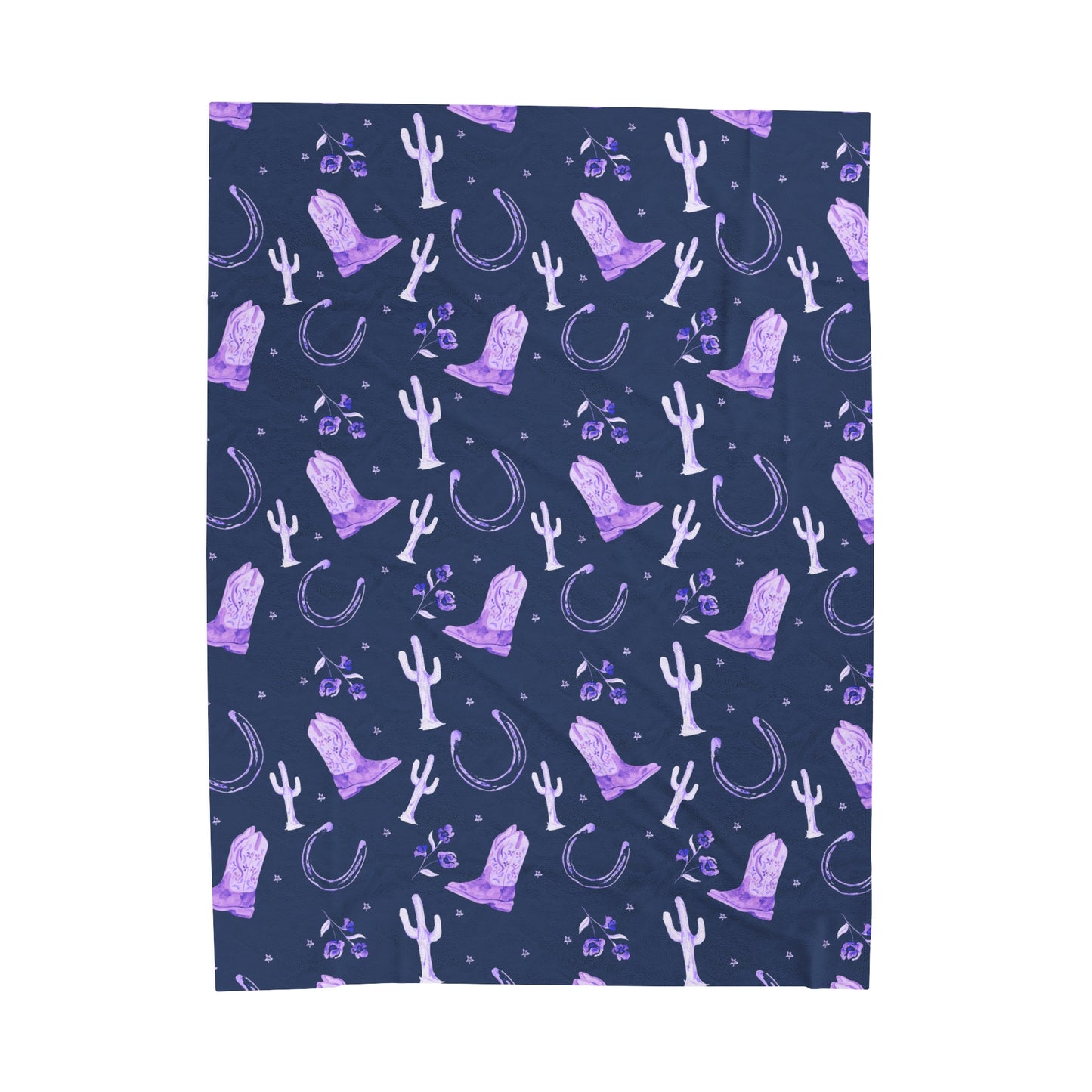 Lucky Boots Velveteen Plush Blanket in Lavender and Navy