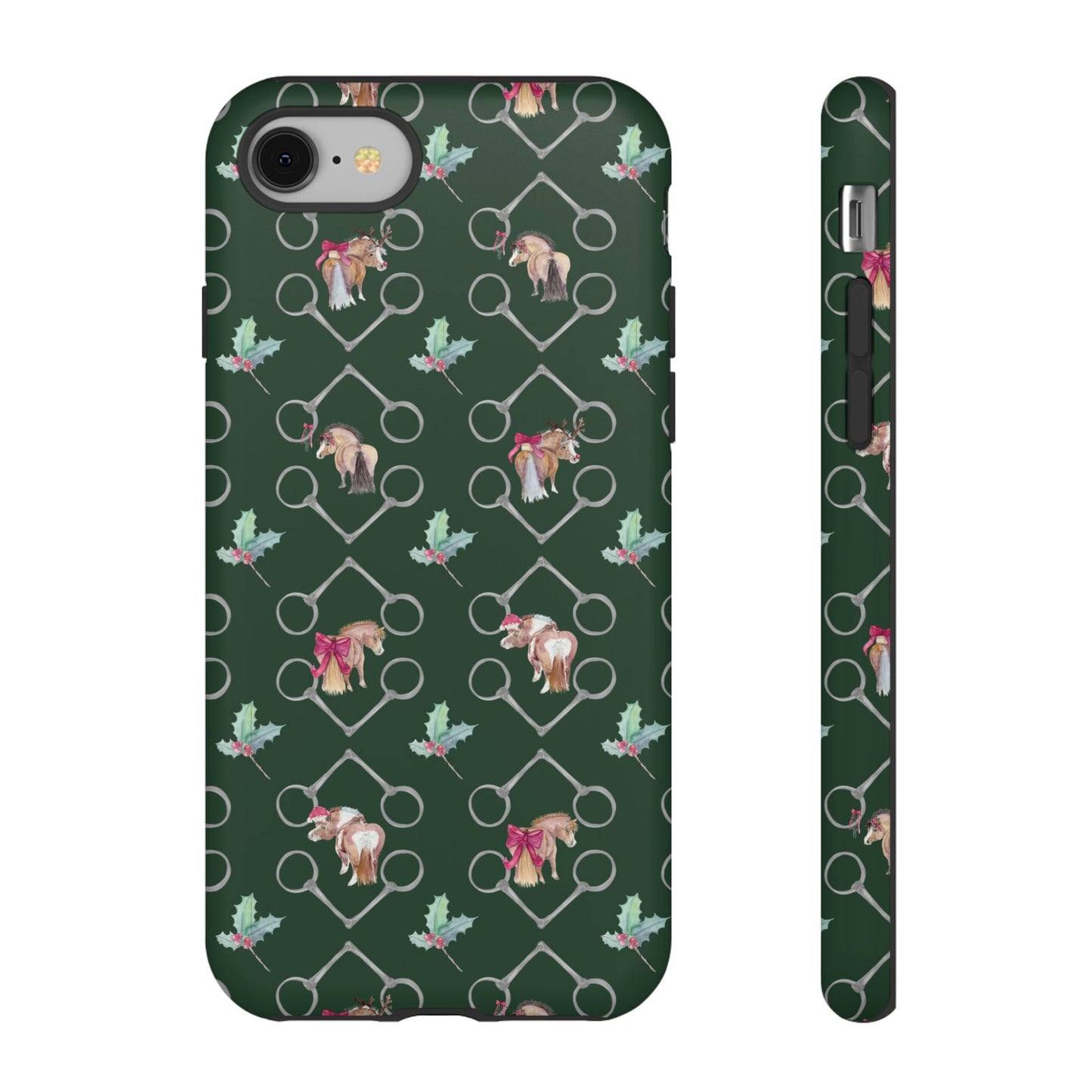 Adorable Little Ponies and Holly in Hunter Green Tough Phone Case