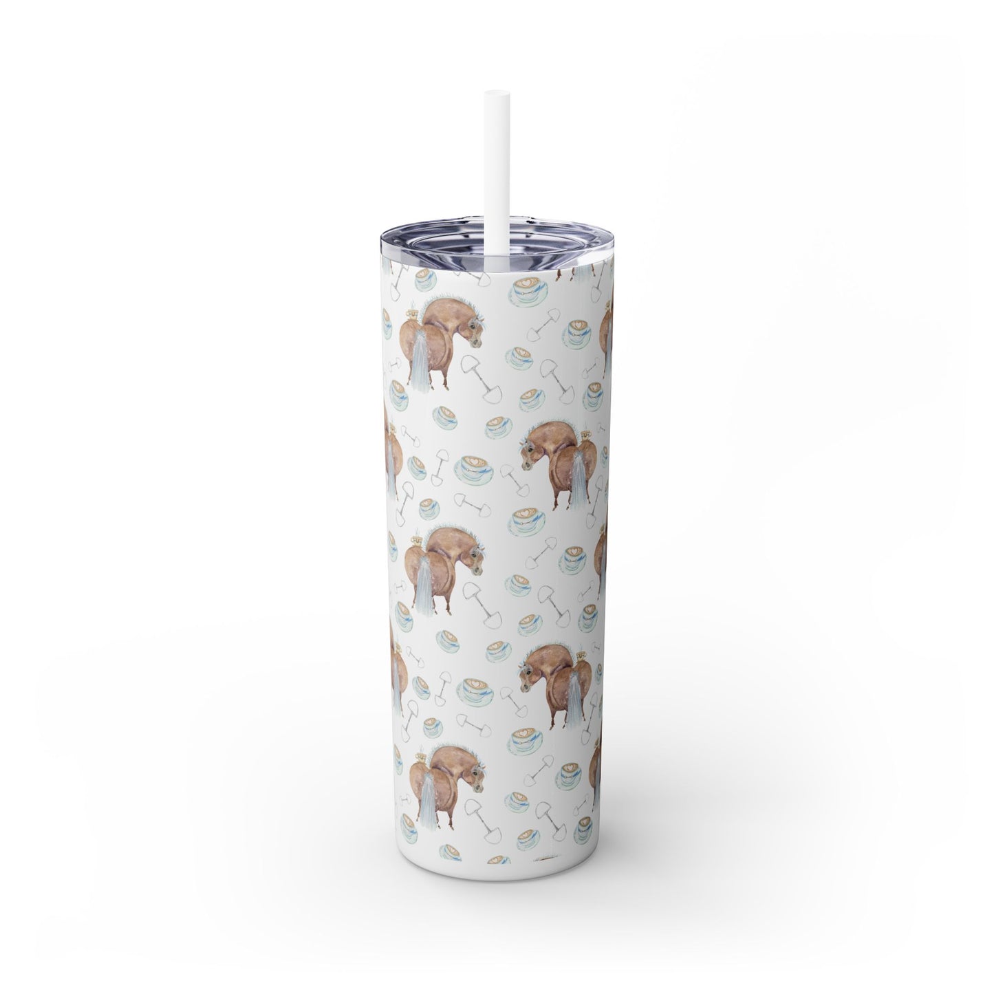 Adorable Pony Cup of Love - Skinny Tumbler with Straw, 20oz